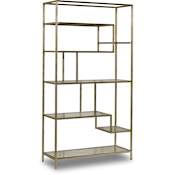 Hooker Furniture Contemporary 42" Wide Open Concept Etagere Display Shelf Distressed Silvered Gold