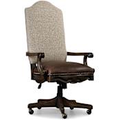 Hooker Furniture Adjustable Height Fabric and Leather Office Chair from the Rhapsody Collection Rustic Walnut