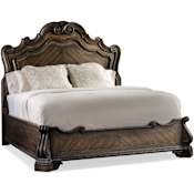 Hooker Furniture Rhapsody California King Hardwood Panel Bed with French Antique Inspired Chevron Veneer Rustic Walnut