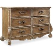 Hooker Furniture 68 Inch Wide 6 Drawer Hardwood Dresser from the Chatelet Collection Caramel Froth