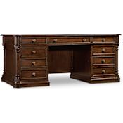 Hooker Furniture 72 Inch Wide Rubberwood Executive Desk from the Leesburg Collection Rich Traditional Mahogany