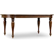 Hooker Furniture Leesburg 76" Long Traditional Southern Manor Dining Table with (2) 18" Leaves Rich Traditional Mahogany