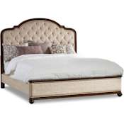 Hooker Furniture Leesburg Queen Size Southern Traditional Upholstered Bed Rich Traditional Mahogany