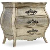 Hooker Furniture Sanctuary 32" Wide French Antique Luxury Bombe Nightstand with 3 Drawers Bardot Aged Silver Leaf