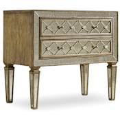 Hooker Furniture Sanctuary 34" Wide 2 Drawer Wood, Metal Dresser with Wallpaper Interior Silver Leaf / Medium Wood