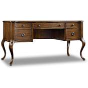 Hooker Furniture Archivist 60 1/2" Wide Rubberwood Traditional Style Writing Desk with Bonded Leather Insert and Pecan Veneer Pecky Pecan
