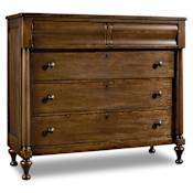 Hooker Furniture Archivist 50" Wide Euro-American Style Media-Ready Bureau Dresser Pecky Pecan