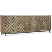 Hooker Furniture 5649-55 86" Wide 4 Door Metal and Mango Wood Media Cabinet Medium Wood / Metal