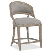 Hooker Furniture Boheme 23" Wide Fabric Counter Stool Antwerp Linen / Antique Milk