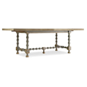 Hooker Furniture Ciao Bella 120" Long Rustic Italian Trestle Style Dining Table Comedor with (2) 18" Leaves Worn Gray / Distressed Natural