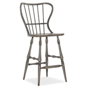 Hooker Furniture Ciao Bella 24" Wide Spindle Back Farmhouse Style Bar Stool Distressed Speckled Gray