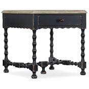 Hooker Furniture Ciao Bella 26" Wide Vintage Style End Table Distressed Black / Flaked Cream