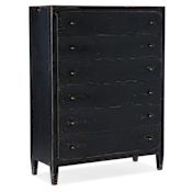 Hooker Furniture Ciao Bella 45" Wide 6 Drawer European Farmhouse Tower Dresser Distressed Black