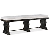 Hooker Furniture Ciao Bella 72" Vintage Bench with Harp Shaped Legs Distressed Black