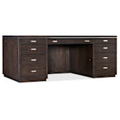 Hooker Furniture House Blend 72" Wide Contemporary Industrial Home Office Executive Knee Hole Desk Dark Roast