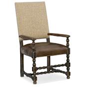 Hooker Furniture Comfort 24" Wide Hardwood Framed Leather and Fabric Dining Chair from the Hill Country Collection Distressed Anthracite / Beige