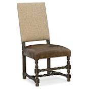 Hooker Furniture Comfort 22-1/2" Wide Hardwood Framed Leather and Fabric Dining Chair from the Hill Country Collection Distressed Anthracite / Beige