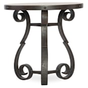 Hooker Furniture Luckenbach 26" Round Cast Iron and Travertine End Table from the Hill Country Collection Deep Metal