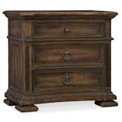 Hooker Furniture Elmendorf 32" Wide Poplar and Walnut Nightstand with 3 Drawers from the Hill Country Collection Saddle Brown / Anthracite