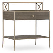 Hooker Furniture Elixir 25" Wide Metal and Rubberwood Nightstand with 1 Drawer Soft Gray / Champagne