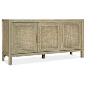 Hooker Furniture Surfrider 65" Wide Coastal Casual Tropical Resort Styled TV Stand Media Cabinet with Rattan Doors Driftwood