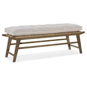 Hooker Furniture Sundance 65" Coastal Casual Bedroom Bed Bench with Rope Seat and Loose Cushion Cliffside Brown