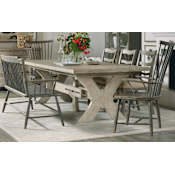 Hooker Furniture Vittorio 80" - 124" Long Old World European Farmhouse Trestle Base Dining Table with (2) 22" Leaves from Alfresco Light Tusk Taupe