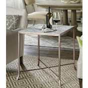 Hooker Furniture Alfresco Lapilli 27" Wide Carved Top Quatrefoil End Table Side Table Light Silver / Stone