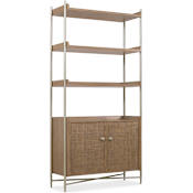 Hooker Furniture Sonnet 40" 2 Door Oak, Cane, and Metal Display Cabinet with Cane Front White Oak / Woven Split Cane / Satin