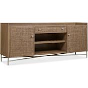 Hooker Furniture Sonnet 78" Wide White Oak Wood Sideboard with Wine Bottle Storage White Oak / Woven Split Cane / Marble