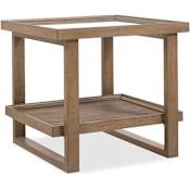 Hooker Furniture Sonnet 26" Square White Oak and Veneer Table with Glass Top White Oak / Woven Split Cane