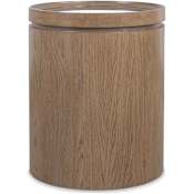Hooker Furniture Sonnet 20" Diameter Oak and Veneer Table with Glass Top White Oak / Woven Split Cane
