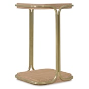Hooker Furniture Banyon Bay 14" Wide Metal, Veneer, and White Oak Table Desert Oak / Brushed Brass