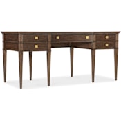 Hooker Furniture Diplomat 68" Walnut 5 Drawer Writing Desk with Integrated Wire Management Dark Walnut / Gold