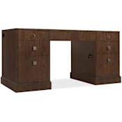 Hooker Furniture Archives 65" Wood Veneer 7 Drawer Executive Desk Classic Walnut / Satin Brass