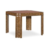 Hooker Furniture Archives 41" Wide Leather, Metal, and Wood Veneer Table Mottled Amber / Leather