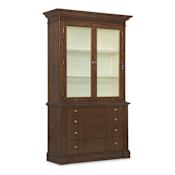 Hooker Furniture Archives 55" Wide 4 Drawer Glass and Veneer Display Cabinet Classic Walnut / Cream / Satin Brass