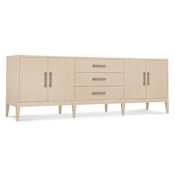 Hooker Furniture Westwood 86" Wide Veneer Credenza Polished Limestone / Plated Radiance