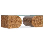 Hooker Furniture Melange 56" Wide Glass and Wood Veneer Table Medium Wood / Gold