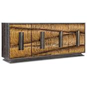 Hooker Furniture Melange 80" Wide Oak Veneer, Resin Accent Cabinet Dark Wood / Gold Swirl