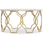 Hooker Furniture Corrina 36" Round Cocktail Coffee Table with Marble Top from Melange Gold Leaf