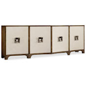 Hooker Furniture Urban Modern 93" Wide Credenza Sideboard Cabinet from the Melange Collection Contrast Pecan and Cream