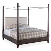 Hooker Furniture Big Sky California King Canopy Bed Frame with Nailhead Trim Charred Timber