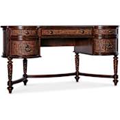 Hooker Furniture Charleston 60" Wide Cherry and Rattan 5 Drawer Writing Desk with Drop Front Center Drawer Maraschino Cherry