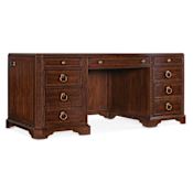 Hooker Furniture Charleston 72" Cherry and Maple 9 Drawer Executive Desk with Maple Inlay Maraschino Cherry