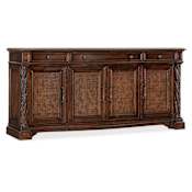 Hooker Furniture Charleston 76" Wide Cherry and Maple Wood Buffet with Cane Front Panels Maraschino Cherry