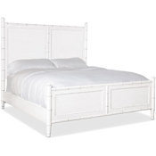 Hooker Furniture Charleston King Wood Panel Bed Frame with Bamboo Wood Accents White Heron