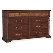 Hooker Furniture Charleston 68" Wide 9 Drawer Cherry and Resin Dresser with Cane Front Insets Maraschino Cherry