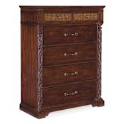 Hooker Furniture Charleston 44" Wide 6 Drawer Cherry and Resin Dresser with Cane Front Insets Maraschino Cherry