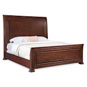 Hooker Furniture Charleston King Cherry and Walnut Sleigh Bed Frame with Maple and Walnut Decorative Accents Maraschino Cherry